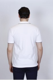 WHITE COLORED, SHORT SLEEVE, COTTON PIKE T-SHIRT WITH LOGO ON THE CHEST