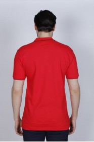 RED COLORED, SHORT SLEEVE, COTTON PIKE T-SHIRT WITH LOGO ON THE CHEST