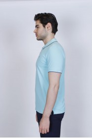 MINTUAZ COLORED, SHORT SLEEVE, COTTON PIKE T-SHIRT WITH LOGO ON THE CHEST