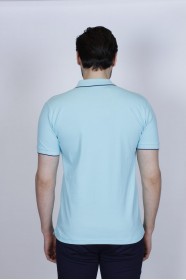 MINTUAZ COLORED, SHORT SLEEVE, COTTON PIKE T-SHIRT WITH LOGO ON THE CHEST