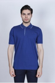 SHORT SLEEVE COTTON PIKE T-SHIRT WITH LOGO CHEST. MARINE