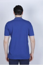 SHORT SLEEVE COTTON PIKE T-SHIRT WITH LOGO CHEST. MARINE