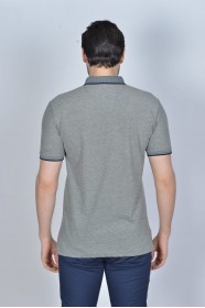 Short Sleeve Oxford Pique fabric Polo Neck T-Shirt. Black