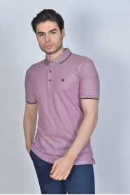 Short Sleeve Oxford Pique fabric Polo Neck T-Shirt. Burgundy