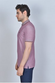 Short Sleeve Oxford Pique fabric Polo Neck T-Shirt. Burgundy