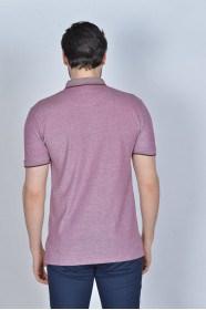 Short Sleeve Oxford Pique fabric Polo Neck T-Shirt. Burgundy
