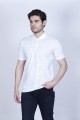 WHITE- DARK BLUE COLOR, SHORT SLEEVE, ASYMMETRIC PATTERNED, COTTON AND LYCRA BLENDED, POLO COLLAR T-SHIRT