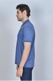 SHORT SLEEVE POLO COLLAR MERCERIZED T-SHIRT. SAXBLUE