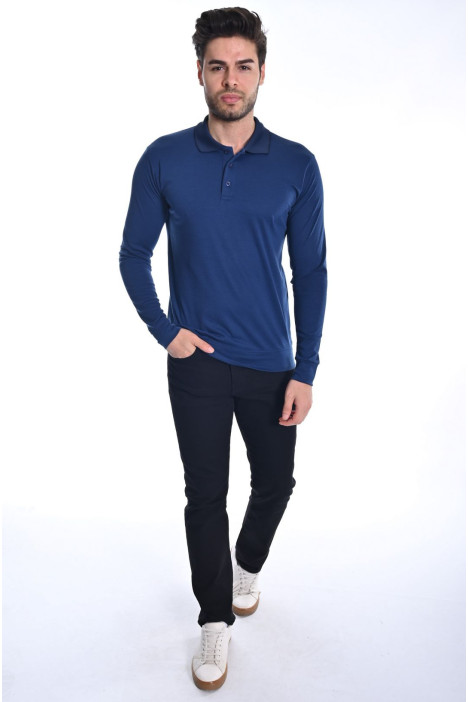 ﻿﻿ Uzun Kol Polo Yaka Merse.kirç.rib. T-Shirt Benzinli 
