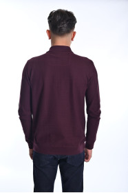 ﻿﻿ Uzun Kol Merserize Polo çitçit T-Shirt Bordo