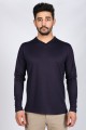 ﻿Long Arm Filos V Collar T-Shirt Dark Purple