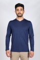 ﻿Long Arm Filos V Collar T-Shirt Dark Navy Blue
