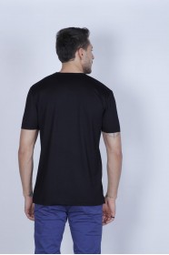 BLACK COLOR SHORT SLEEVE ROUND NECK VISCOSE T-SHIRT