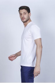 SHORT SLEEVE ROUND NECK VISCOSE T-SHIRT. WHITE