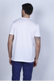 SHORT SLEEVE ROUND NECK VISCOSE T-SHIRT. WHITE