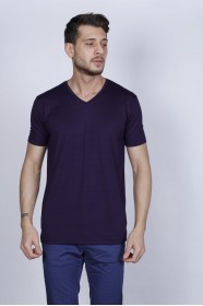 PURPLE COLOR SHORT SLEEVE ROUND NECK VISCOSE T-SHIRT