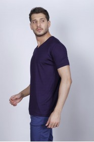 PURPLE COLOR SHORT SLEEVE ROUND NECK VISCOSE T-SHIRT