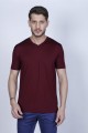 SHORT SLEEVE BIKE COLLAR VISCOSE T-SHIRT. BORDEAOUX