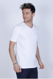 SHORT SLEEVE REGULAR-FIT V- NECK T-SHIRT WHITE