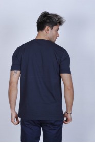 SHORT SLEEVE REGULAR-FIT V-NECK T-SHIRT. NAVYBLUE