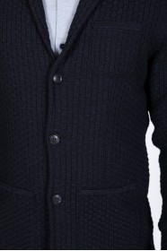 WOOL KNITTED JACKET WİTH BUTTON AND POCKETS NAVY BLUE