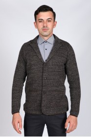 MELANGE BROWN WOOL JACKET WITH BUTTONS