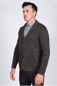 MELANGE BROWN WOOL JACKET WITH BUTTONS