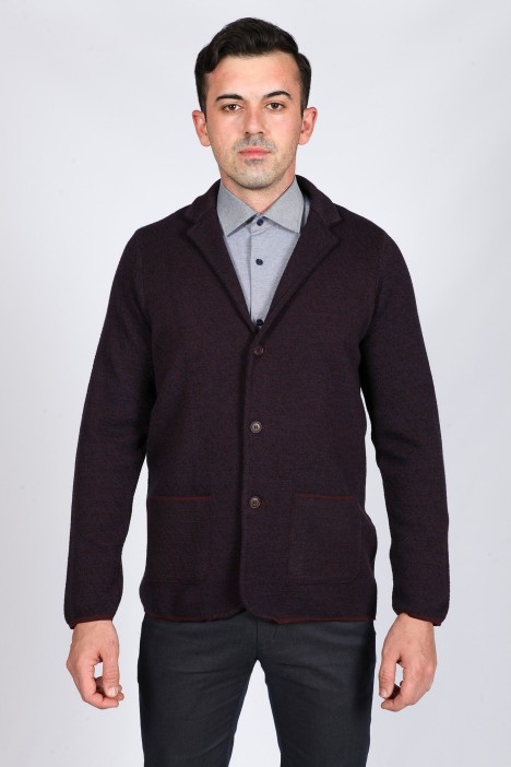 MEDIUM BURGUNDY WOOL JACKET WITH BUTTONS