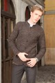 DARK GREY COLOR STAND-UP COLLAR WOOL JACKET WİTH BUTTONS AND POCKETS