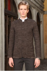 LıGHT BROWN COLOR STAND-UP COLLAR WOOL JACKET WİTH BUTTONS AND POCKETS