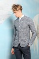 DARK GREY COLOR STAND-UP COLLAR WOOL JACKET WİTH BUTTONS AND POCKETS