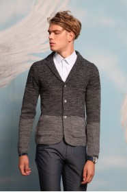 LIGHT GREY WOOL KNITTED JACKET WİTH BUTTON AND POCKETS