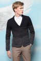 MELANGE BROWN WOOL KNITTED JACKET WİTH BUTTON AND POCKETS