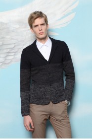 MELANGE BROWN WOOL KNITTED JACKET WİTH BUTTON AND POCKETS