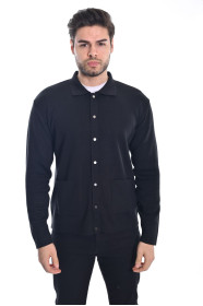 ﻿﻿ Yün Ceket Çıtçıtlı Gömlek Yaka Siyah