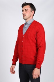 WOOL CARDIGAN WITH BUTTONS. RED