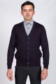 WOOL CARDIGAN WITH BUTTONS. MELANGE-DARK-SKYBLUE
