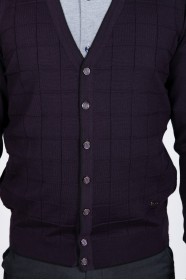 WOOL CARDIGAN WITH BUTTONS. DARK-PURPLE