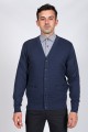 LIGHT NAVY BLUE WOOL CARDIGAN WITH POCKETS AND BUTTONS
