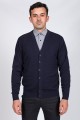 LIGHT NAVY BLUE WOOL CARDIGAN WITH POCKETS AND BUTTONS