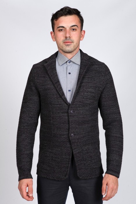 DARK GRAY WOOL JACKET WITH BUTTONS
