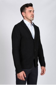 BLACK WOOL JACKET WITH BUTTONS