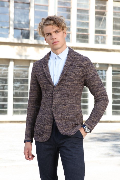 PURPLE-BROWN WOOL JACKET WITH BUTTONS