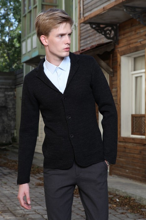 BLACK WOOL JACKET WITH BUTTONS