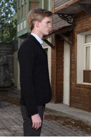 BLACK WOOL JACKET WITH BUTTONS