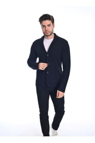 NAVY BLUE WOOL JACKET WITH BUTTONS