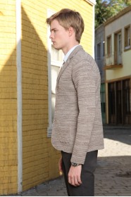 DARK BEIGE WOOL JACKET WITH BUTTONS