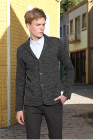 DARK GREY WOOL JACKET WITH BUTTONS