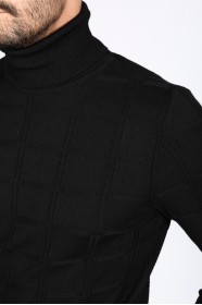 BLACK COLOR BASIC HIGH NECK SWEATER