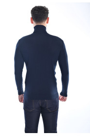 NAVY BLUE COLOR BASIC HIGH NECK SWEATER